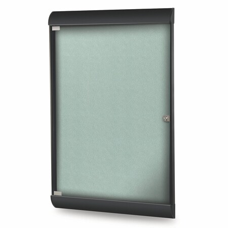 Ghent Enclosed Bulletin Board, 1 Door, Vinyl, Black Frame, 4 ft H x 2 ft W, Stone SILH20479